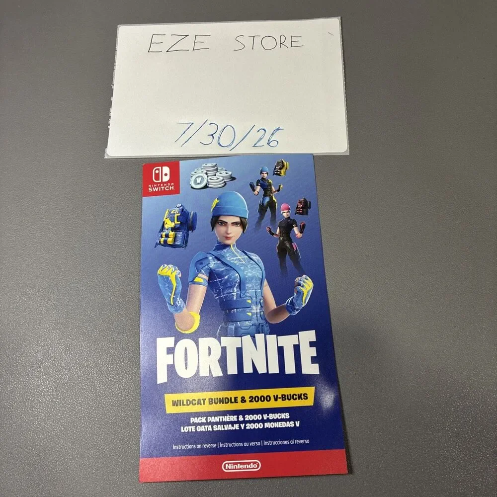 Nintendo Switch Fortnite WILDCAT Bundle Vbucks Card Code Unscratched  RARE DLC